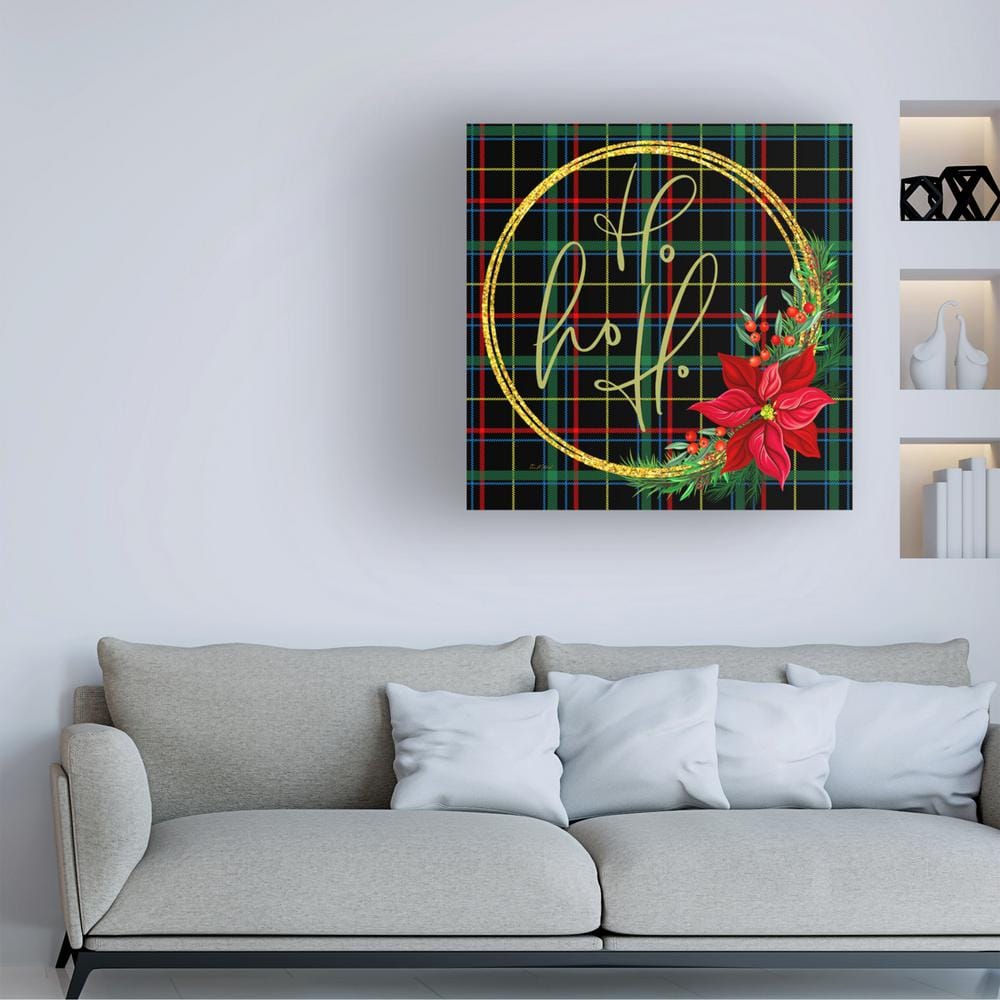 Tartan Wreath Ho Ho Ho Seasonal Canvas Print
