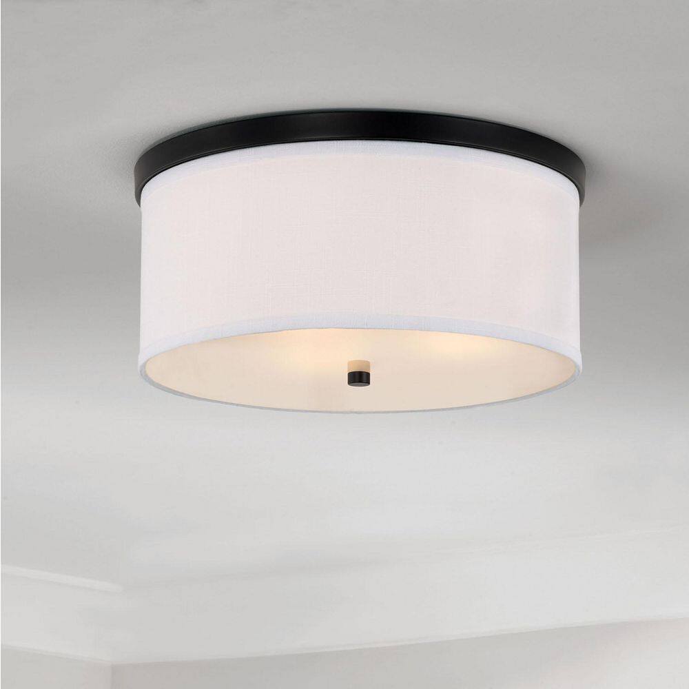 Midtown 16 in. 3-Light Drum Matte Black Semi-Flush Mount Light for Foyer price history on PriceWatchPro