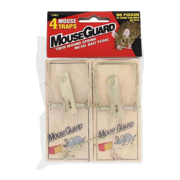 Elbourn Wooden Metal Pedal Mouse Traps Outdoor - Reusable Rodent Bait Traps  Snap Traps for Home, 2-Pack 