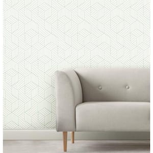 Green and White Striped Hexagon Peel and Stick Wallpaper (Covers 28.18 sq. ft.)