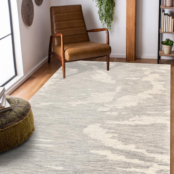 Mexico 9 x 12 Ivory Gray Abstract Pattern Area Rug for High Traffic Living Room Dining Room Bedroom