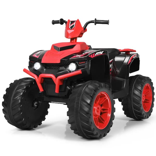 Gymax 12-Volt Electric Kids Ride On Car ATV 4-Wheeler Quad with Music LED Light Red