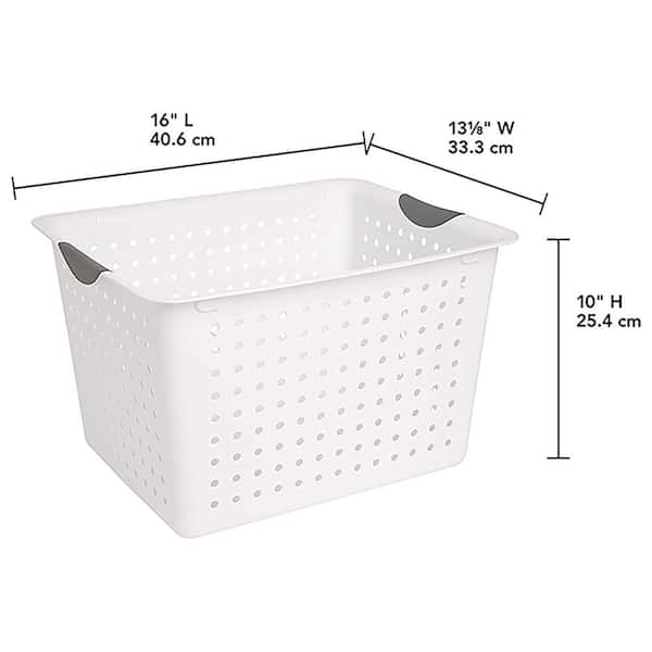 Sterilite Large Deep Durable Ultra Plastic Storage Basket Tote, White (6  Pack)