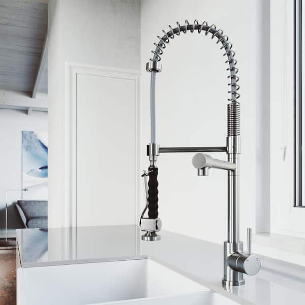 VIGO Zurich Single Handle Pull-Down Sprayer Kitchen Faucet in Stainless Steel