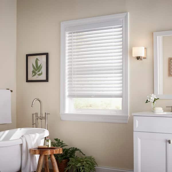 Home Decorators Collection White Cordless Room Darkening 2 in. Faux Wood Blind for Window - 34 in. W x 64 in. L