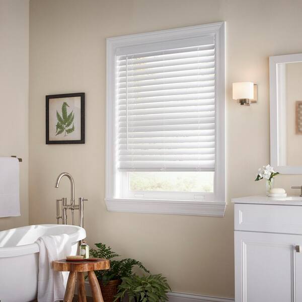 Home Decorators Collection White Cordless Faux Wood Blinds for Windows with 2 in. Slats - 63.5 in. W x 48 in. L (Actual Size 63 in. W x 48 in. L)