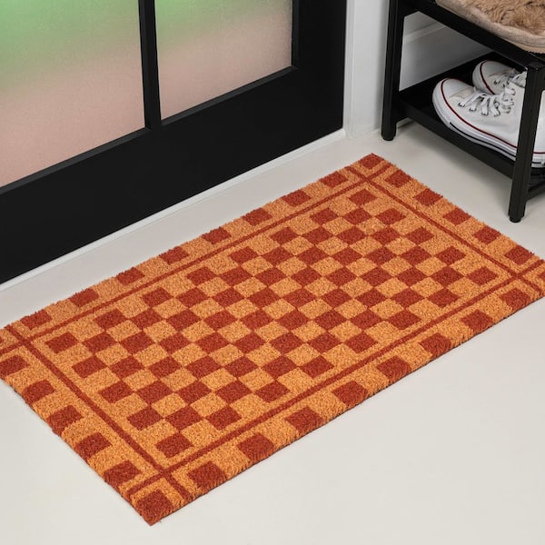 Peater Classic Casual Commerical Natural Coir Natural/Red 17 in. x 30 in. Indoor/Outdoor Mat