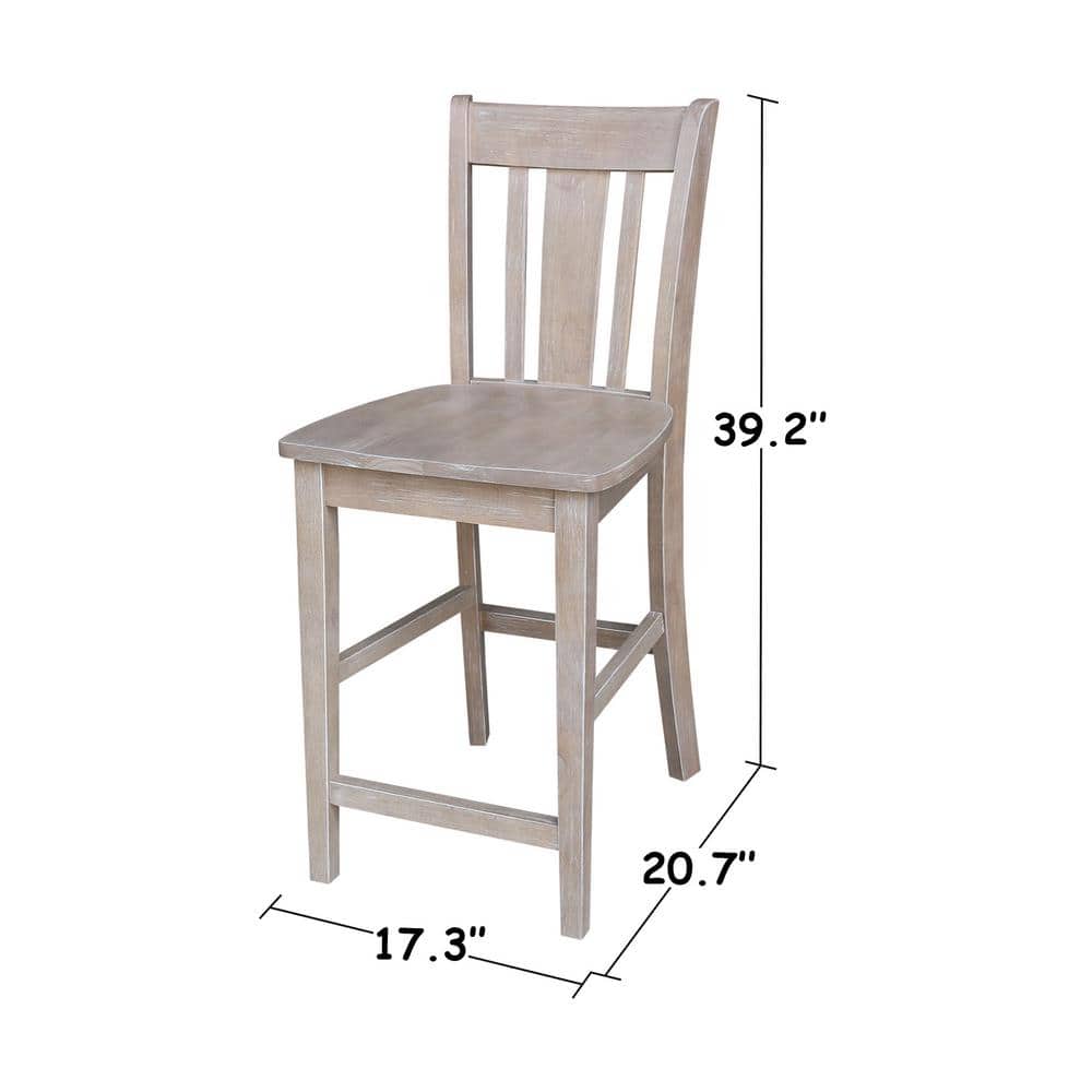 San Remo Washed Gray Taupe Solid Wood Counterheight Stool - 24" Seat