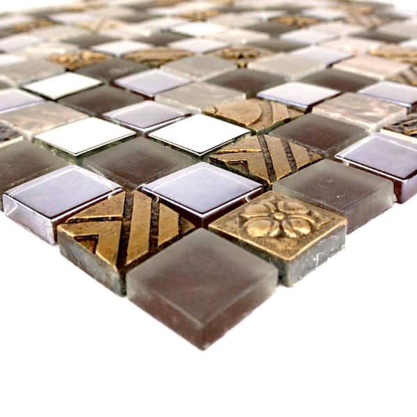 Monarchy Antigua Square Mosaic 12 in. x 12 in. Glass and Stone Mesh Mounted Wall Tile (8 sq. ft./Case)