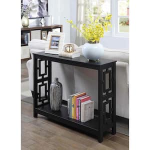 Town Square 31.5 in. Black Rectangle Wood Console Table with Shelf