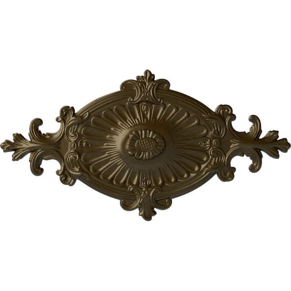 Ekena Millwork 23-1/2" W x 12-1/4" H x 1-1/2" Quentin Urethane Ceiling Medallion, Brass