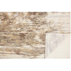 10 X 14 Tan and Ivory Abstract Area Rug