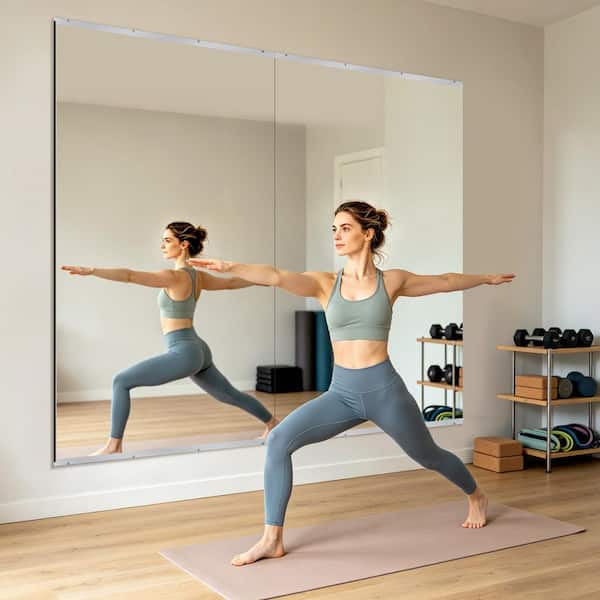 Silver 36 in. W x 72 in. H Rectangular Frameless Tempered HD Floor Mirror/Gym Mirror (Screws Included)