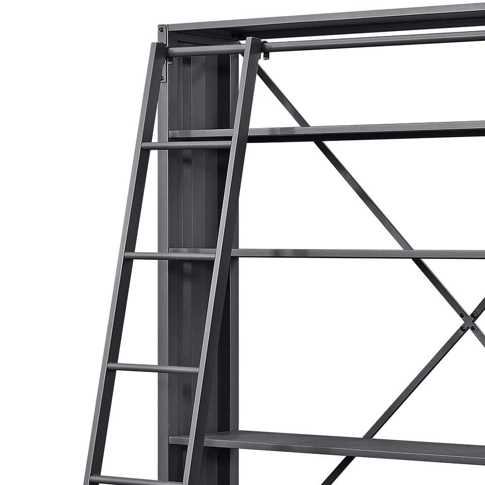 Gunmetal Wire Ladder Bookshelf with Doors for Kids' Room