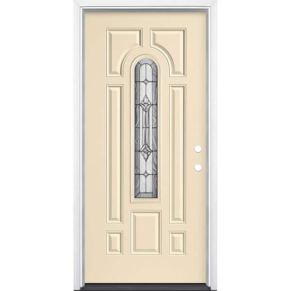 Masonite 36 in. x 80 in. Providence Center Arch Golden Haystack Left Hand Inswing Painted Steel Prehung Front Door with Brickmold