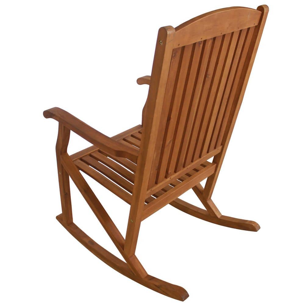 Sequoia Brown Acacia Wood Outdoor Rocking Chair with Arms