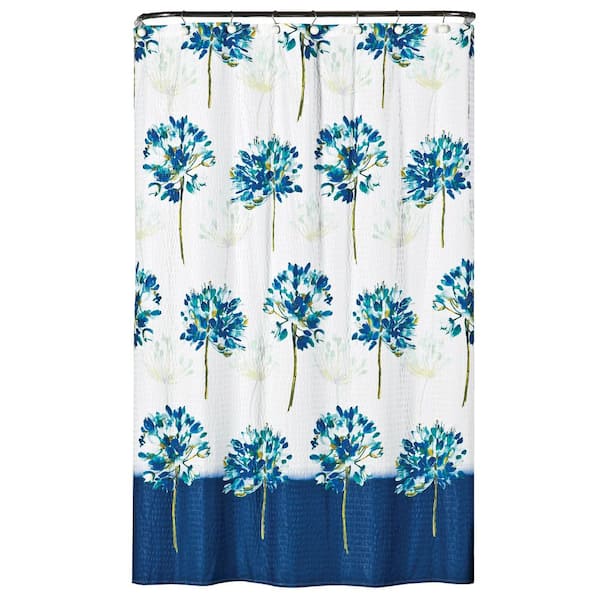 Saturday Knight Blue Medley 72 in. Floral Shower Curtain