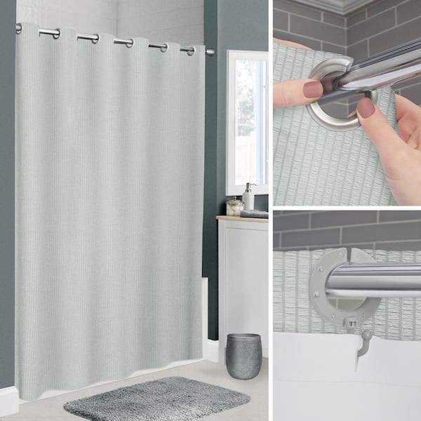 Grey Fabric Shower Curtain, See Thru Fabric Shower Curtain