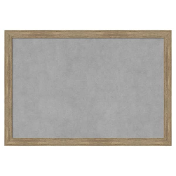 Amanti Art Woodgrain Stripe Mocha 26 in. x 18 in. Framed Magnetic Board