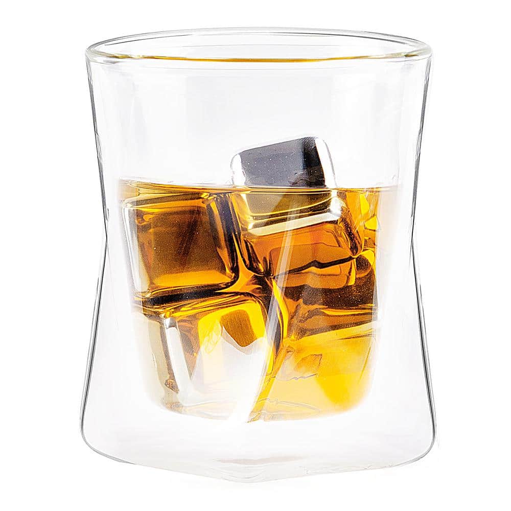 Modern 10 oz Clear Insulated Double Wall Whiskey Glass Set