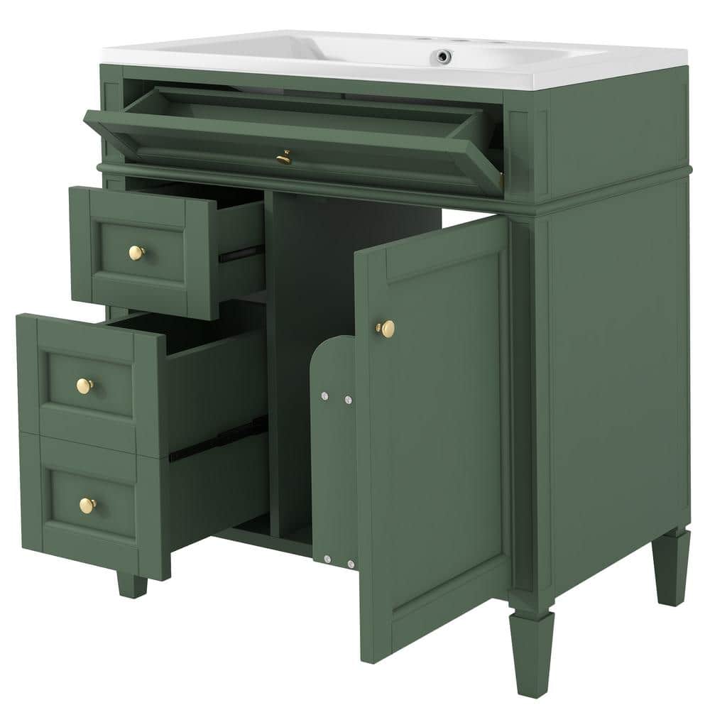 30 in. W x 18.2 in. D x 33 in. H Green Single Sink Freestanding Bath Vanity