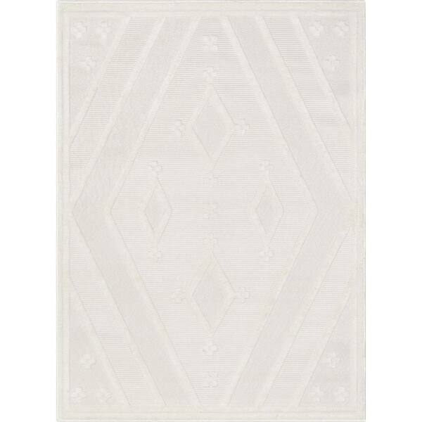 Nuu Garden Gray and White 6 x 9 ft. Moroccan Polypropylene Indoor/Outdoor Area Rug