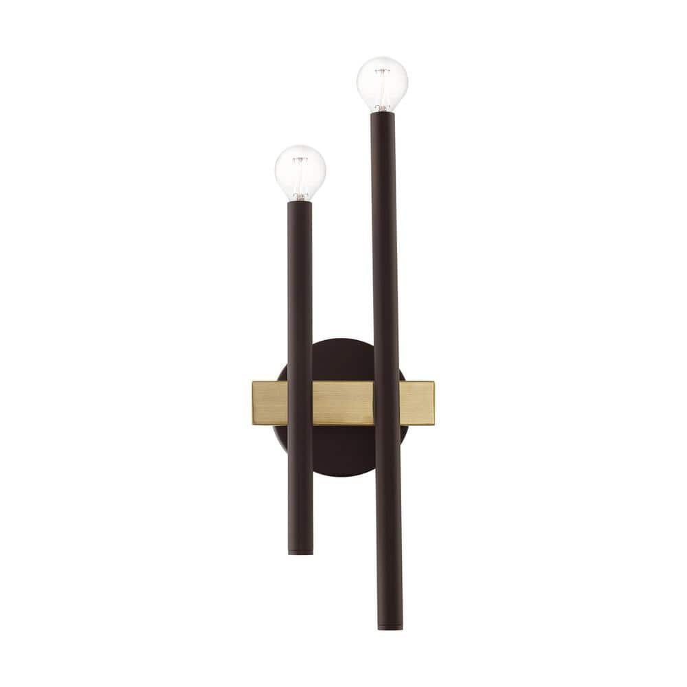 Denmark Bronze & Antique Brass 2-Light Dimmable Wall Sconce