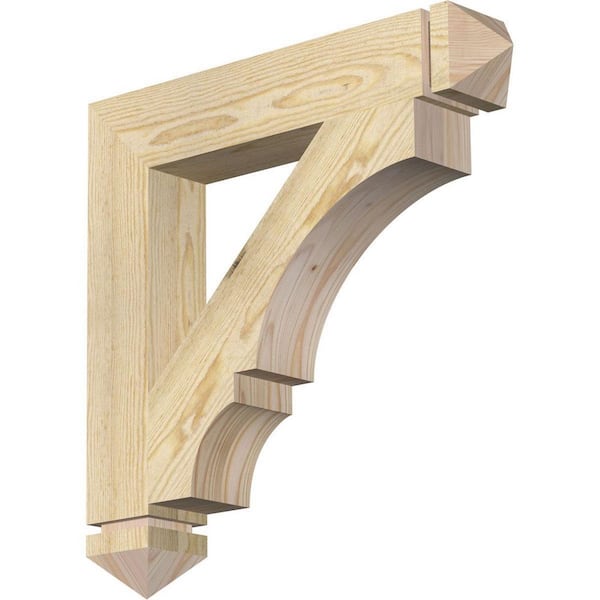 Ekena Millwork 4 in. x 24 in. x 24 in. Douglas Fir Balboa Arts and Crafts Rough Sawn Bracket