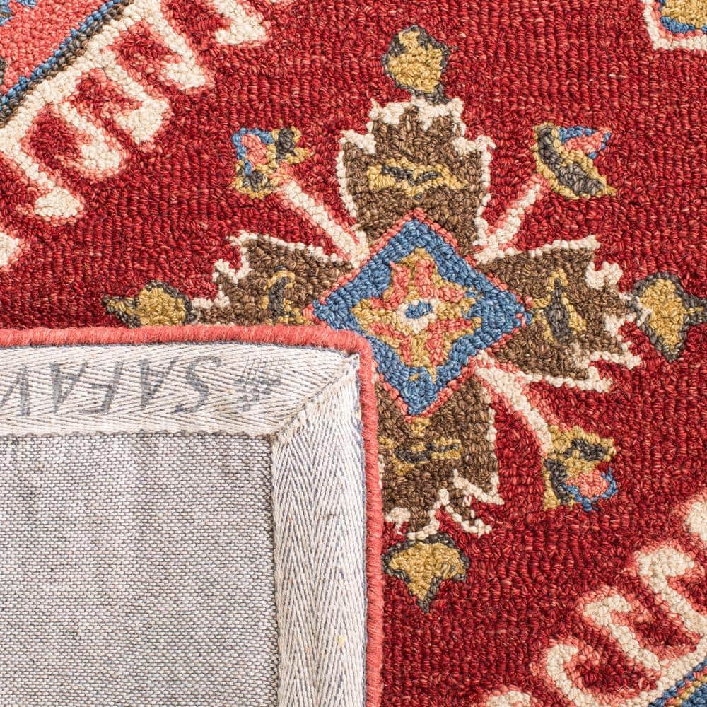 Handmade Red Tufted Wool 3' Round Area Rug