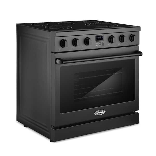 36 in. Haven Collection 6.0 cu. ft. Electric Ceramic Glass Range, 5 Burner Elements, Convection Oven, Matte Black