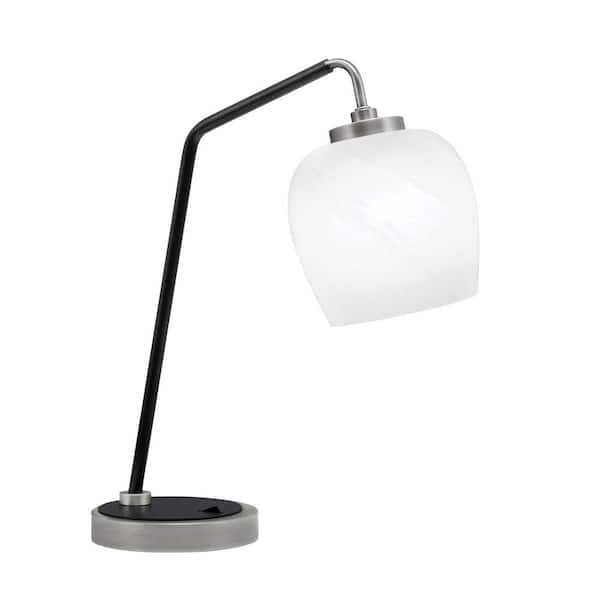 Unbranded Delgado 16.5 in. Graphite and Matte Black Piano Desk Lamp with White Marble Glass