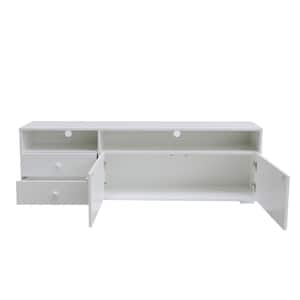 63 in. W x 12 in. D x 20.5 in. H White Wood Linen Cabinet with Doors, Shelves and Drawers