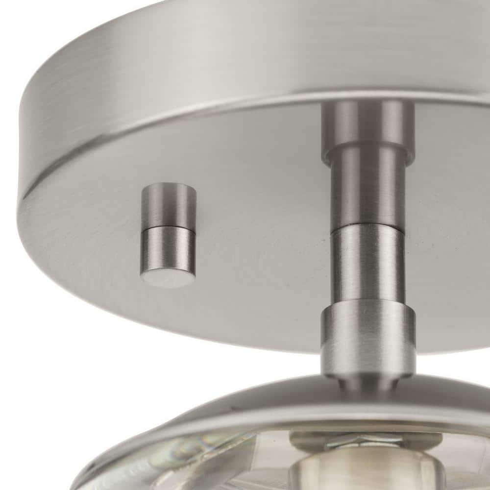 Atwell Brushed Nickel Globe Flush Mount Ceiling Light with Clear Glass