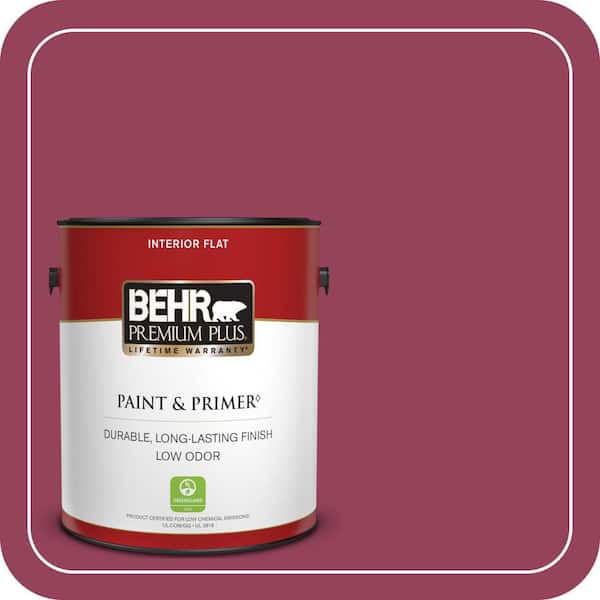 BEHR PREMIUM PLUS 1 gal. #110B-7 Raspberry Pudding Flat Low Odor Interior Paint & Primer