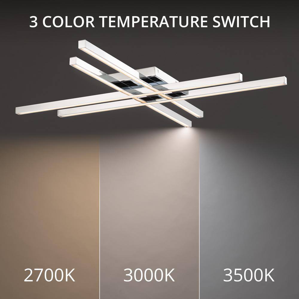 Parallax Chrome 32" Modern LED Flush Mount with Tri-CCT Technology