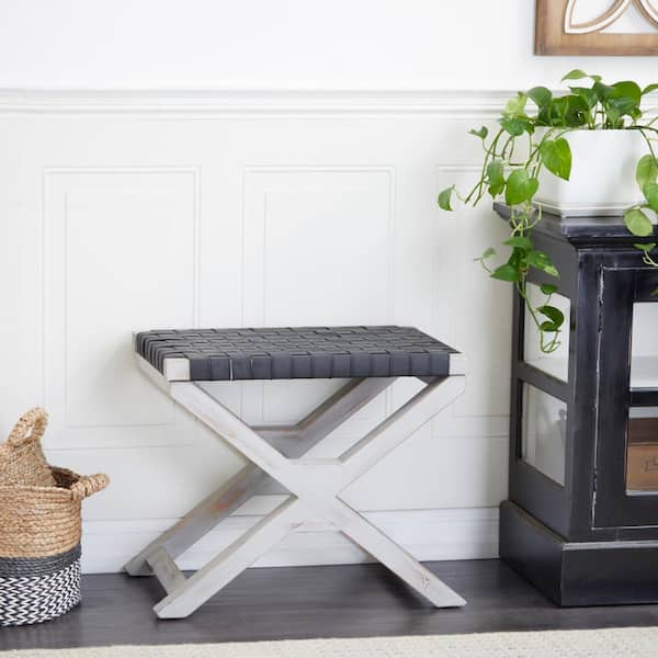Litton Lane 23 in. Black Farmhouse Wood Stool