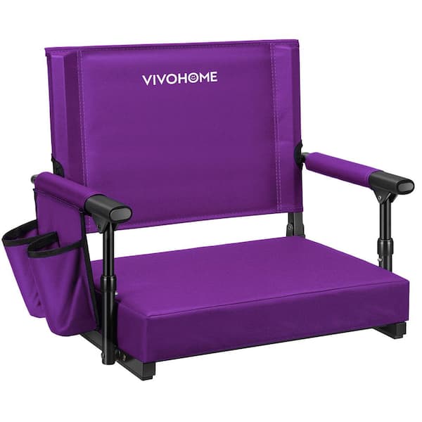 Portable Purple Stadium Seat with Back Support and Cushion