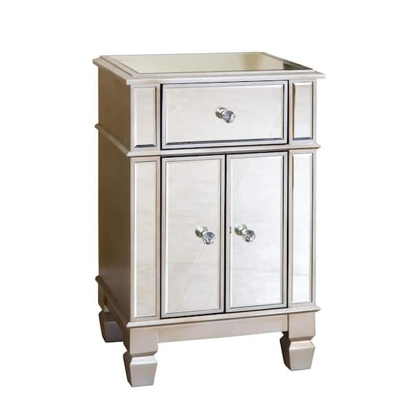 DEVON & CLAIRE Preston 18 in. W Silver Rectangle Wood Top Mirrored ...