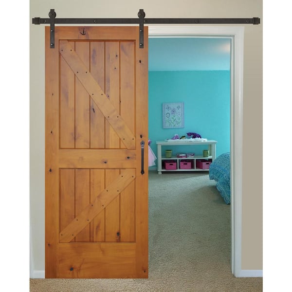 72 in. Oil Rubbed Bronze J-Hook Strap Sliding Barn Door Hardware with Floor T-Guide 72 in. Oil Rubbed Bronze J-Hook Strap Sliding Barn Door Hardware with Floor T-Guide