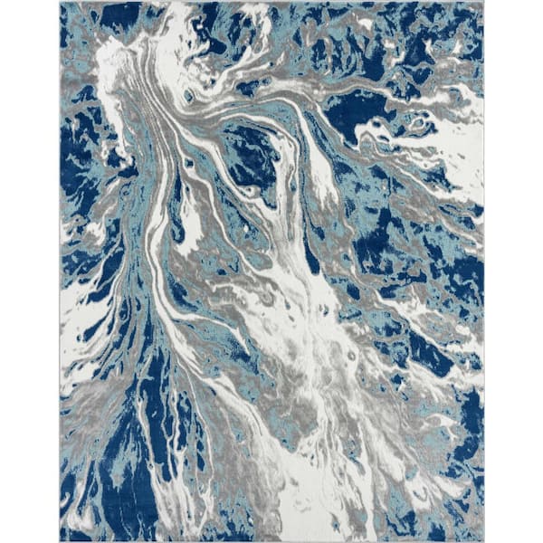 Tayse Rugs Timeless Abstract Blue 8 ft. x 10 ft. Indoor Area Rug