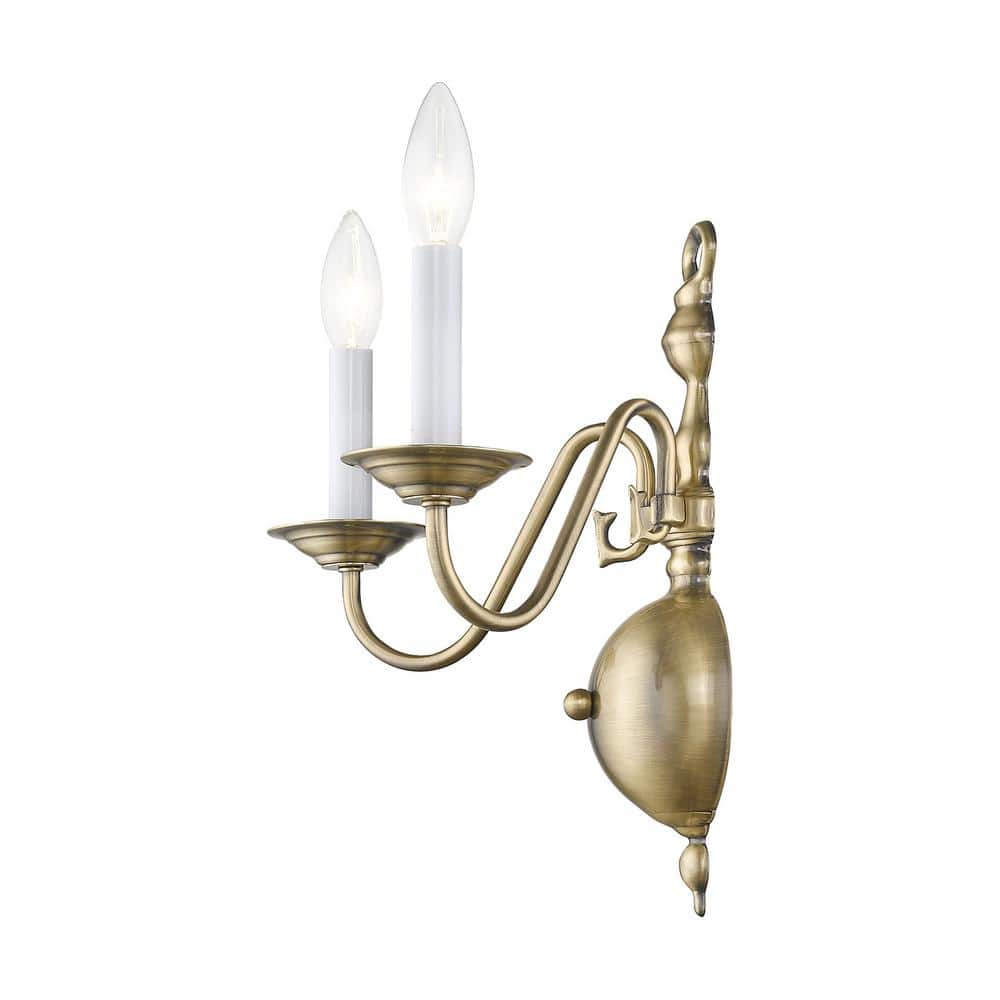 Williamsburgh Antique Brass 2-Light Dimmable Wall Sconce