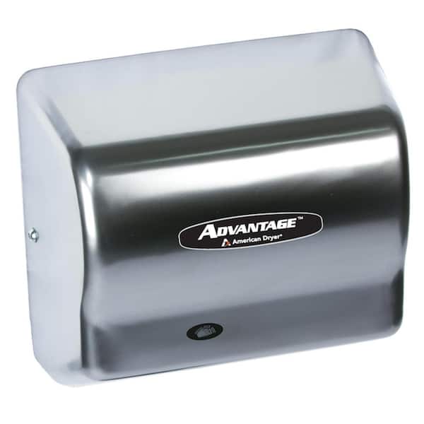 WORLD DRYER Advantage AD Automatic Hand Dryer, Adjustable Speed, Universal Voltage - Brushed Stainless Steel Cover