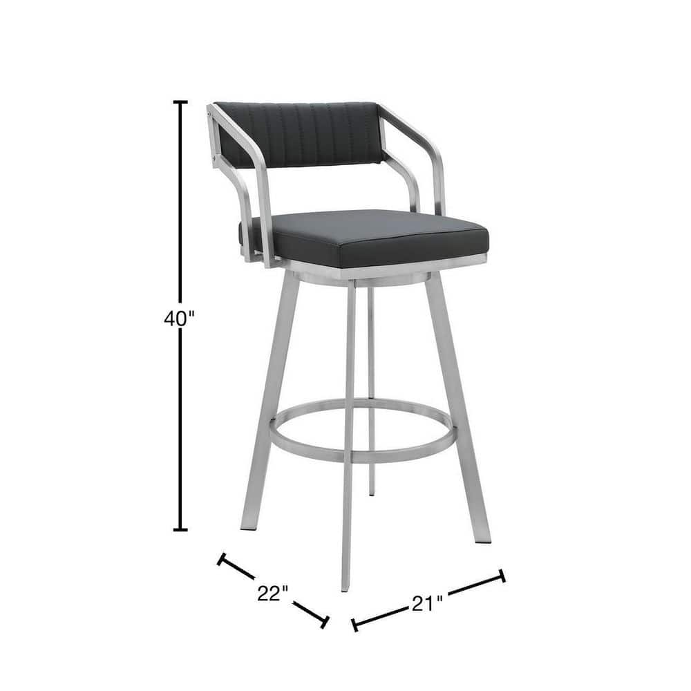 Capri 30" Gray Metal and Faux Leather Swivel Bar Stool