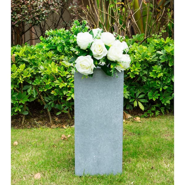 28 in. Tall Slate Gray Lightweight Concrete Rectangle Modern Outdoor Planter