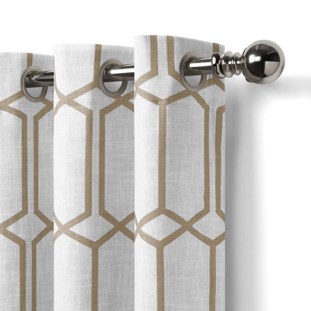 Taupe Geometric Blackout Grommet Window Curtain Panel