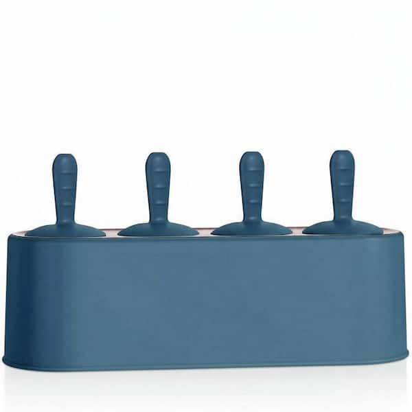 Popsicle Mold Set with Easy Release Silicone Non-Stick Design, Built-In Drip Tray, Secure Sticks, 4 Piece