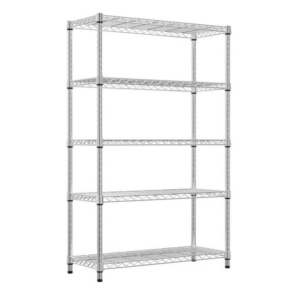 Kitchen Pantry, Wire Shelving Metal Storage Rack Adjustable Shelves, Standing Storage Shelf Units in Chrome, 1-Piece