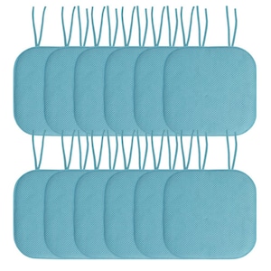 Honeycomb Memory Foam Square 16 in. x 16 in. Non-Slip Back Chair Cushion with Ties (12-Pack), Teal