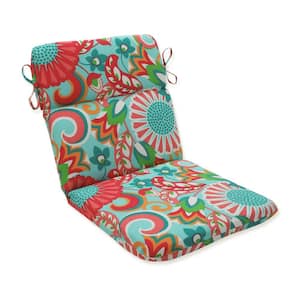Bright Floral Outdoor/Indoor 21 in. W x 3 in. H Deep Seat, 1-Piece Chair Cushion with Round Corners in Green/Pink Sophia