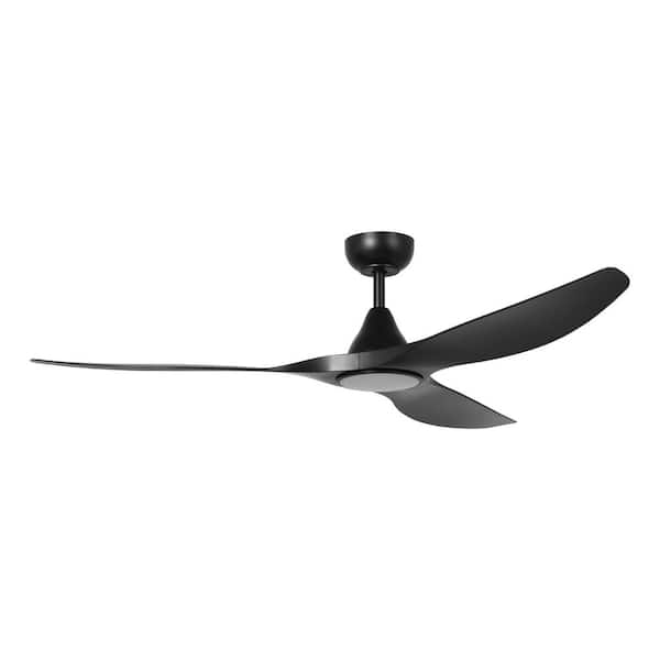 Surfline 60 in. Indoor Black Ceiling Fan with Warm White Integrated LED